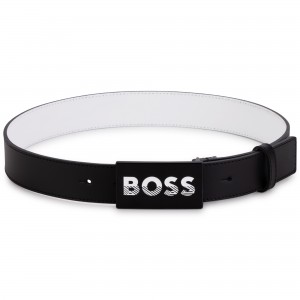 Chlapčenský opasok kožený čierny BOSS