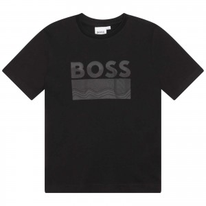 Chlapčenské tričko čierne BOSS
