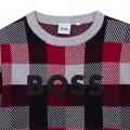 Chlapčenský pulóver karovaný sivý BOSS