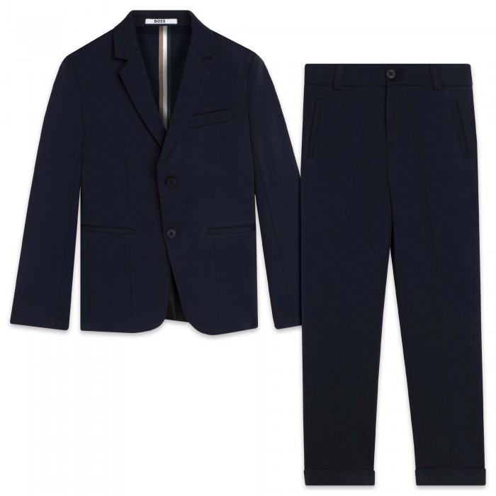 Chlapčenský oblek sako a nohavice modrý BOSS