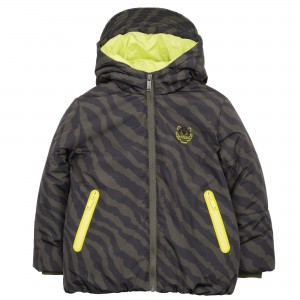 Chlapčenská zimná puffer páperová bunda kaki zelená KENZO