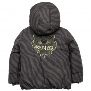 Chlapčenská zimná puffer páperová bunda kaki zelená KENZO