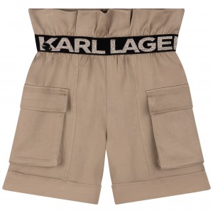 Dievčenské šortky hnedé safari KARL LAGERFELD