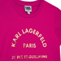 Dievčenské tričko s potlačou malinové KARL LAGERFELD
