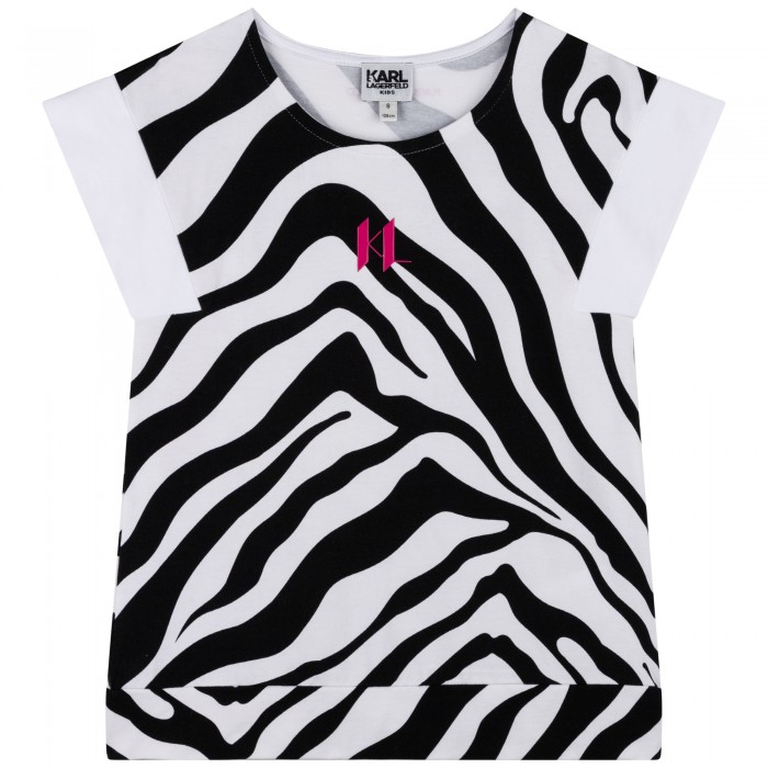 Dievčenské tričko zebra čierno/biele KARL LAGERFELD