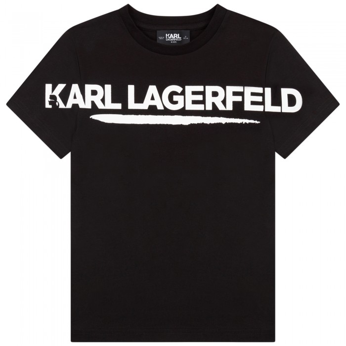 Chlapčenské tričko  s potlačou čierne KARL LAGERFELD