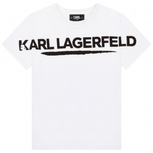 Chlapčenské tričko  s potlačou biele KARL LAGERFELD