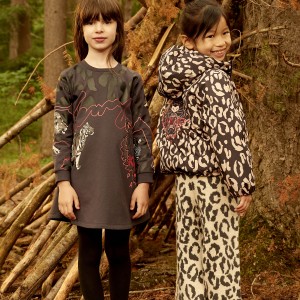 Dievčenské šaty džungľa  s logom tigra tmavošedé KENZO