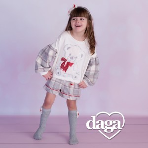 Dievčenské šortky s príveskom macka karované LADY BEAR DAGA