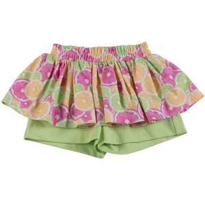 Dievčenské sukňo-šortky v zelenej a ružovej farbe LEMON POWER DAGA