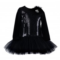 Dievčenské šaty s flitrami čierne SHINE AND GLOW DAGA
