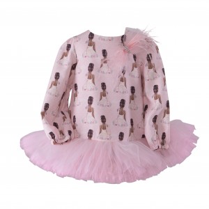 Dievčenské šaty s balerínami a volánom ružové DANCING QUEEN DAGA