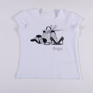 Dievčenské tričko s aplikáciou biele BLACK OR WHITE DAGA
