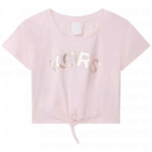 Dievčenské tričko s mašľou svetlo ružové MICHAEL KORS