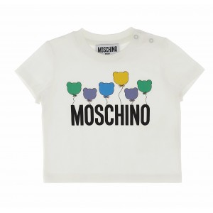 Dievčenské tričko s krátkym rukávom krémové MOSCHINO