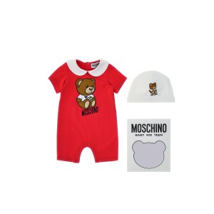 Baby súprava krátky overal s čiapkou červený MOSCHINO