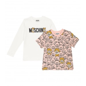Dievčenská súprava tričiek ružové a biele MOSCHINO