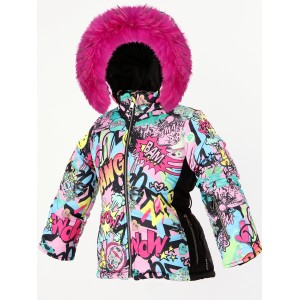 SKI zimná bunda ružovo-modrou potlačou BOOM!/pilguni