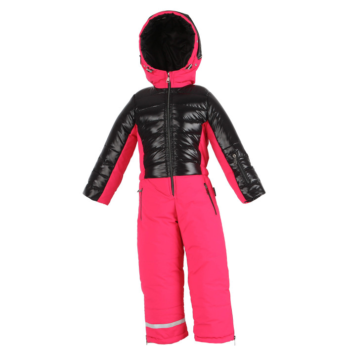 Dievčenský ski zimný overal s prírodnou kožušinou fuksia CORAL/pilguni