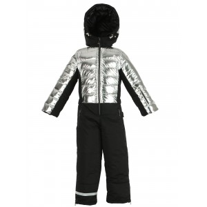 Dievčenský ski zimný overal s prírodnou kožušinou silver CORAL/ pilguni