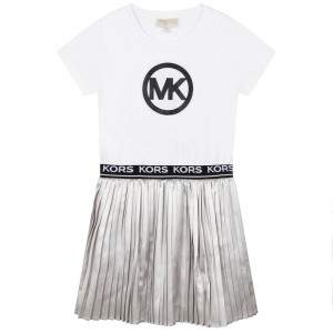 Dievčenské šaty plisované bielo-metalická MICHAEL KORS