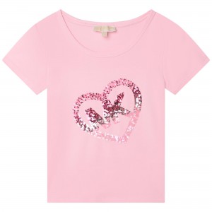 Dievčenské tričko s flitrami ružové MICHAEL KORS