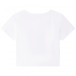 Dievčenské tričko viazané na uzol biele MICHAEL KORS