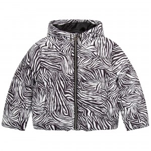 Dievčenská bunda puffer čierno/biela MICHAEL KORS