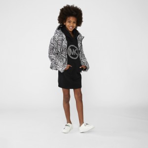 Dievčenská bunda puffer čierno/biela MICHAEL KORS