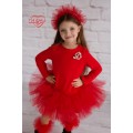 Dievčenské šaty červené s brošňou WAITING FOR CHRISTMAS DAGA