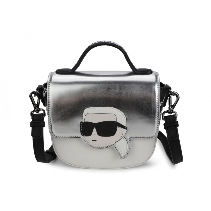 Dievčenská kabelka čierna metalická sivá KARL LAGERFELD