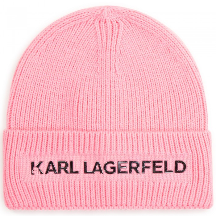 Dievčenská čiapka svetlo ružová KARL LAGERFELD