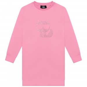 Dievčenské mikinové šaty ružové KARL LAGERFELD