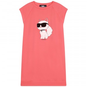 Dievčenské šaty Choupette červené KARL LAGERFELD