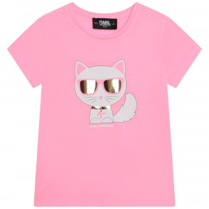 Dievčenské tričko  CHOUPETTE ružové KARL LAGERFELD