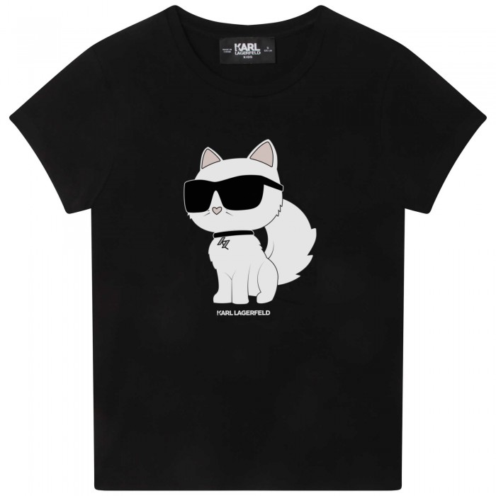 Dievčenské tričko Choupette čierne KARL LAGERFELD