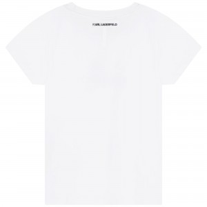 Dievčenské tričko Choupette biele KARL LAGERFELD
