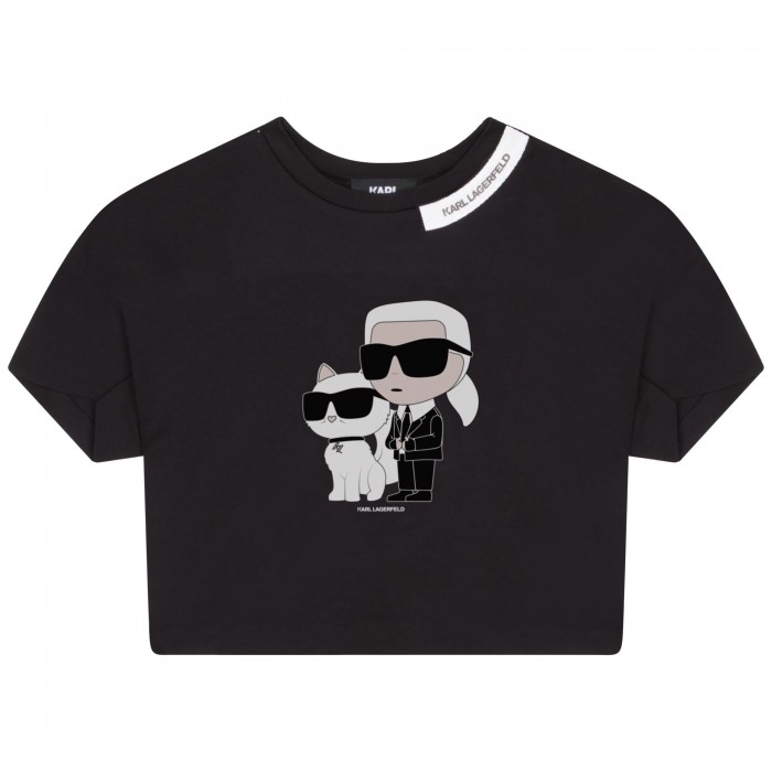 Dievčenský top oversize čierny KARL LAGERFELD