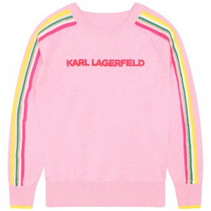 Dievčenský pulóver ružový KARL LAGERFELD