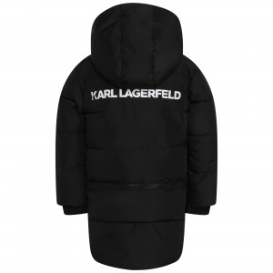 Detská zimná bunda dlhá čierna KARL LAGERFELD