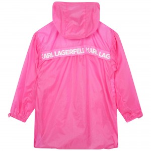 Dievčenská bunda dlhá ružová KARL LAGERFELD