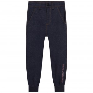 Chlapčenské joggingové nohavice džínsový vzhľad KARL LAGERFELD