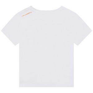 Chlapčenské tričko biele potlač orange KARL LAGERFELD
