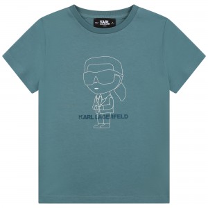 Chlapčenské tričko modré ikonic KARL LAGERFELD