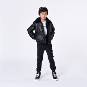 Unisex koženková bunda s logom čierna KARL LAGERFELD