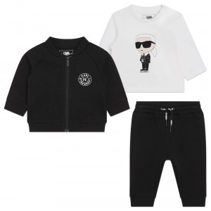 Baby súprava mikina nohavice a tričko čierna KARL LAGERFELD