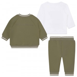 Baby súprava mikina nohavice a tričko zelená KARL LAGERFELD