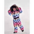 Dievčenský ski zimný overal s prírodnou kožušinou MULTICOLOR PANTHER