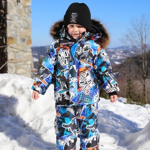 Chlapčenská lyžiarska bunda tmavomodrá SNOWBOARD3/pilguni