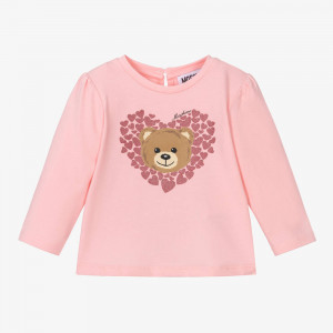 Dievčenské tričko s potlačou TEDDY Bear ružové MOSCHINO
